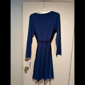 Stylish Blue and Black Long Sleeve Dress
